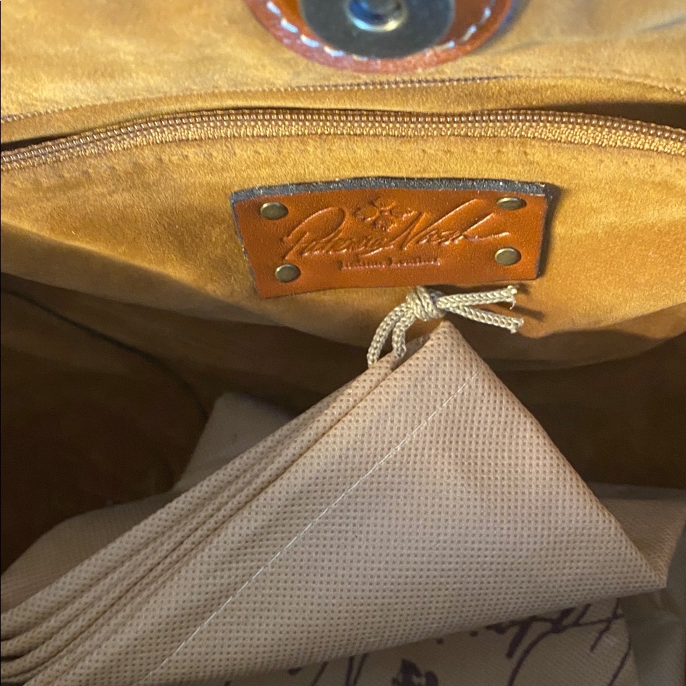 🌸🌺🌷Like new Patricia Nash Pratella Tote wicker wood handle leather bag🍀🌿 - Picture 9 of 13